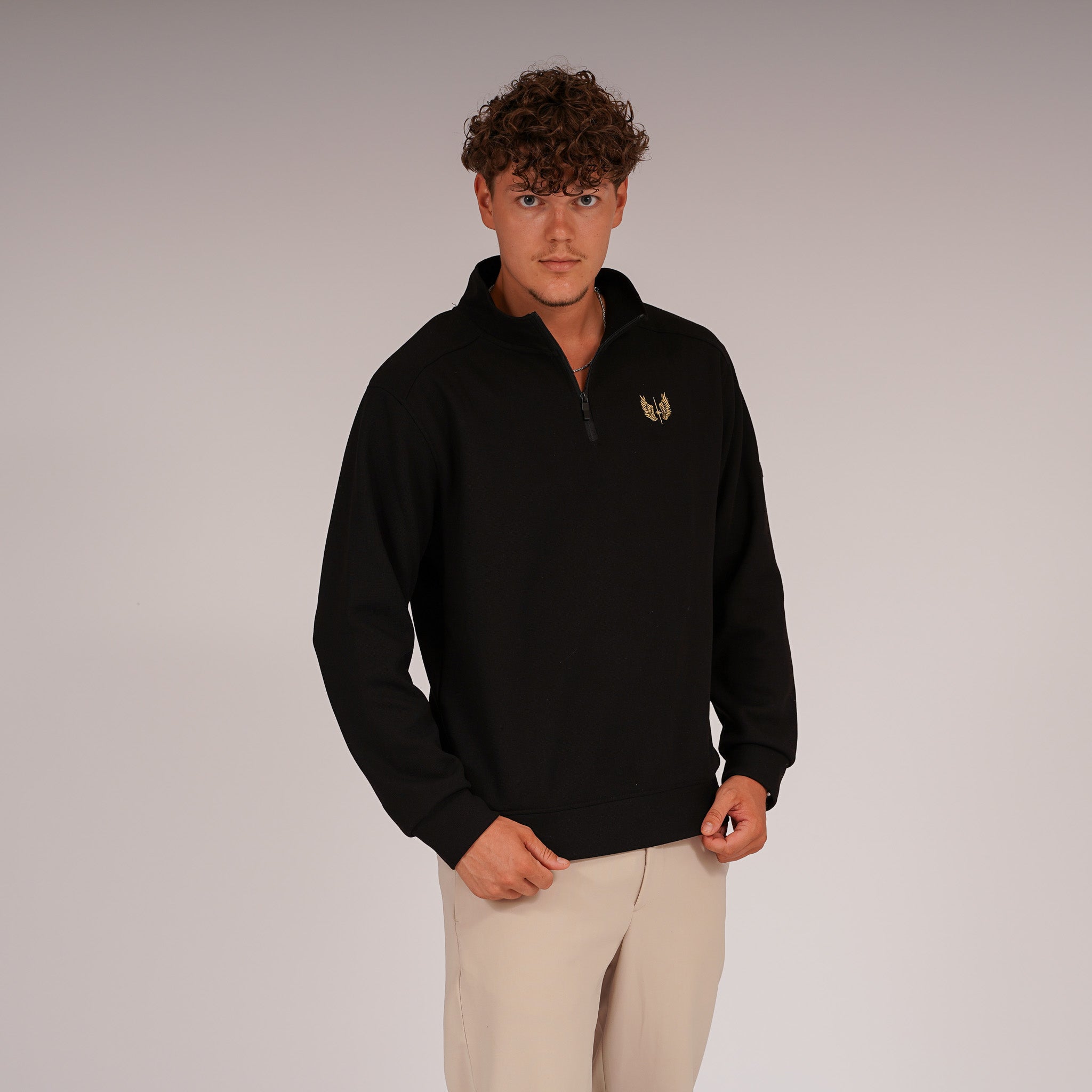 Viertel Reißverschluss Pullover aus Wollgemisch