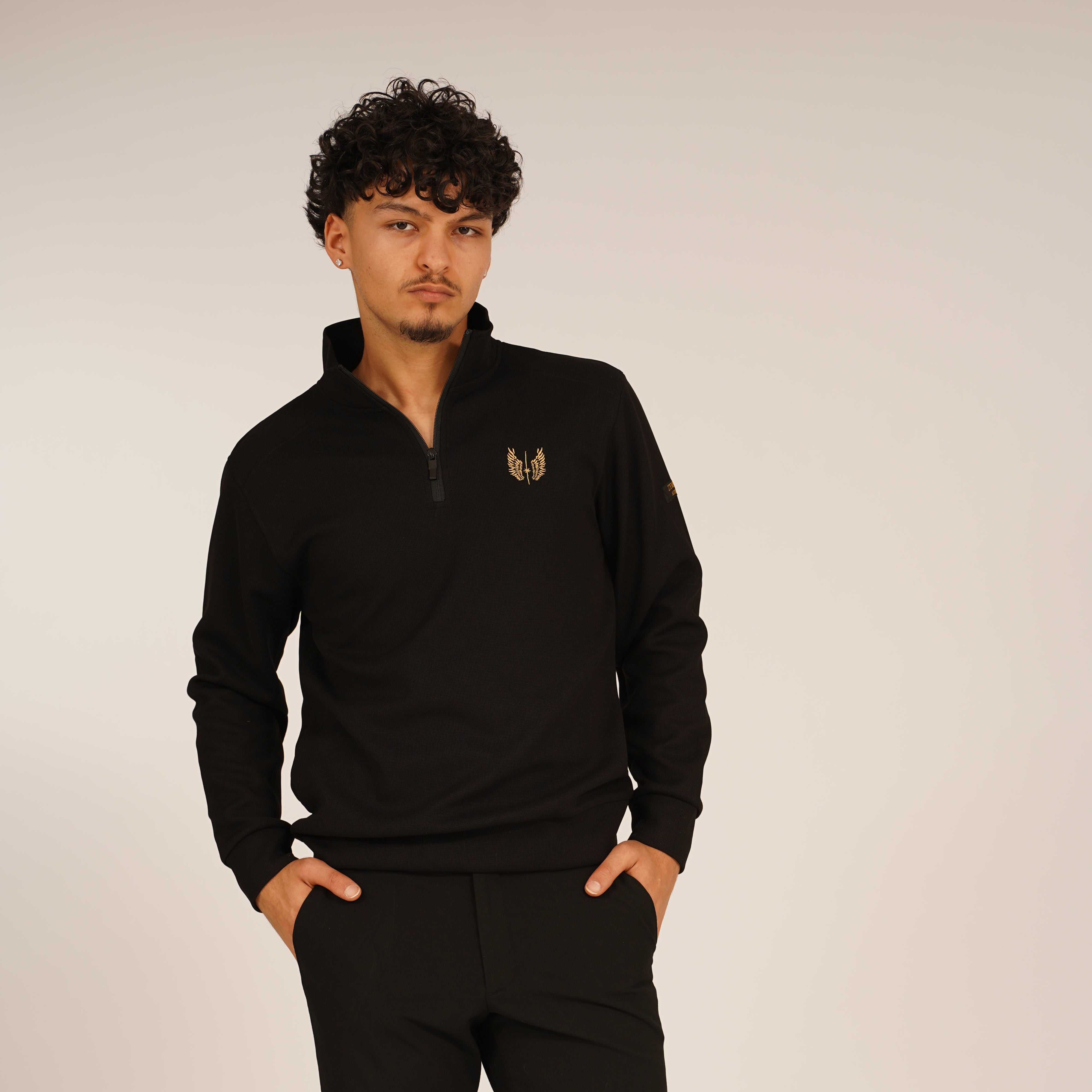 Viertel Reißverschluss Pullover aus Wollgemisch