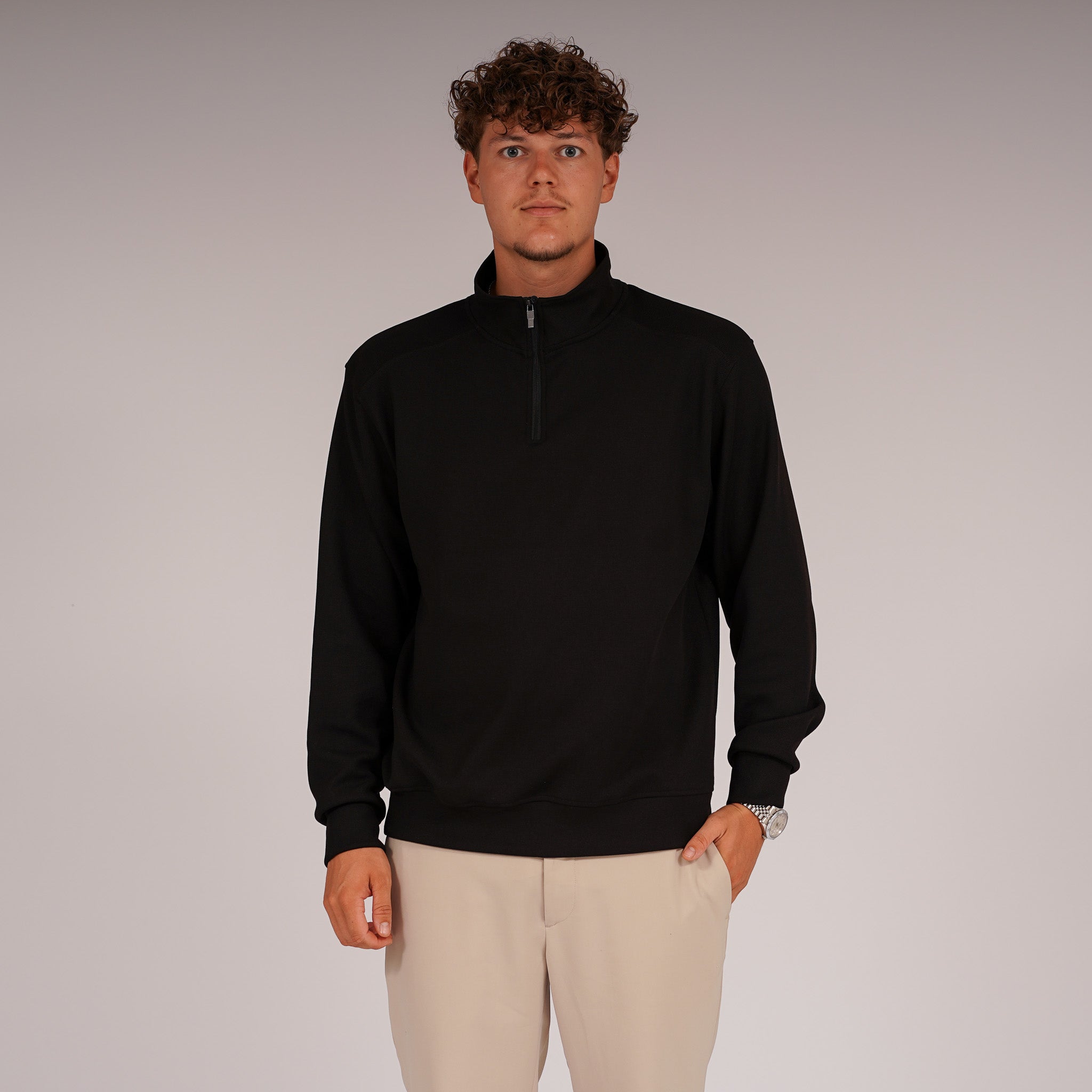 Viertel Reißverschluss Pullover aus Wollgemisch